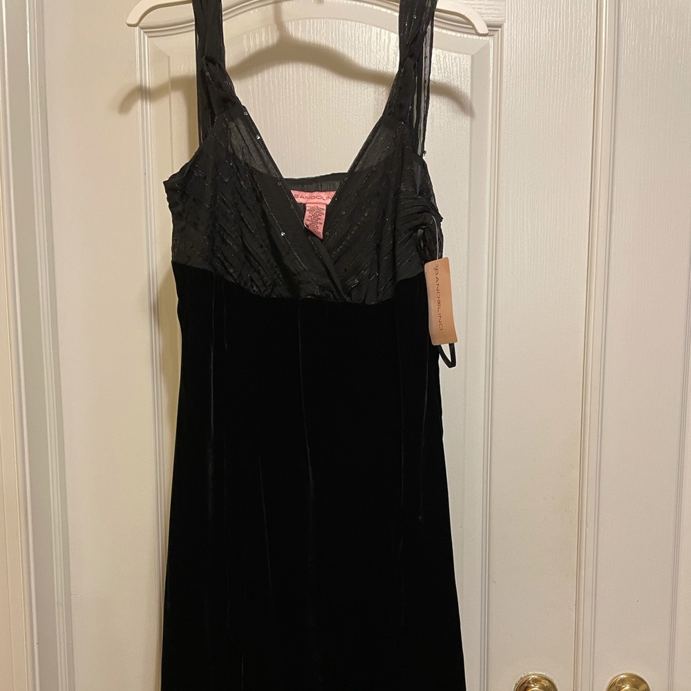 Bandolino Black Velvety Dress with Sheer Bodice